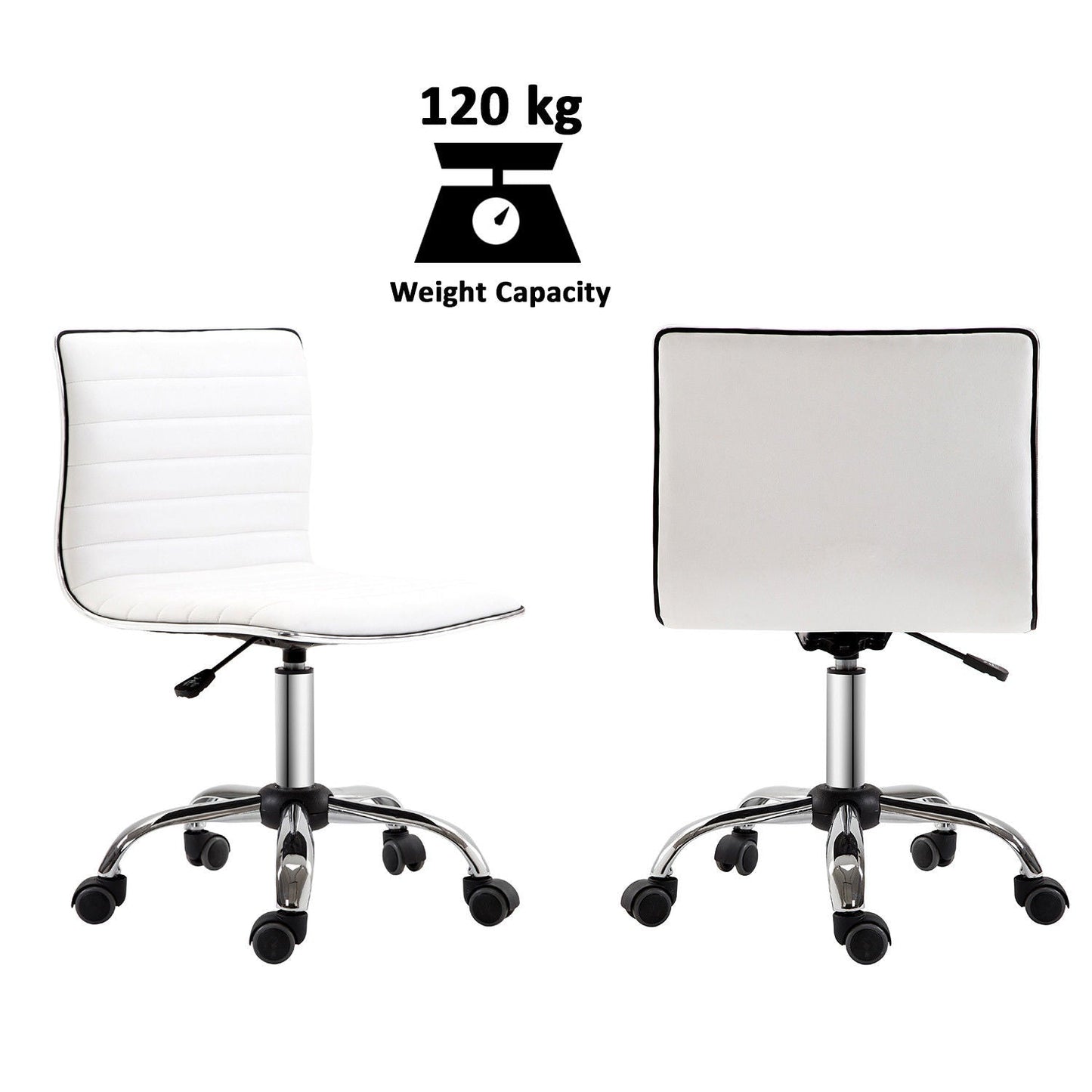 Armless Mid-Back Adjustable Office Chair-White