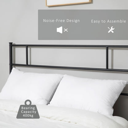 King Metal Bed Frame Solid Bedstead Base with Headboard and Footboard