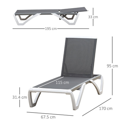 Portable Outdoor Chaise Lounge Sun Lounger with Adjustable Back