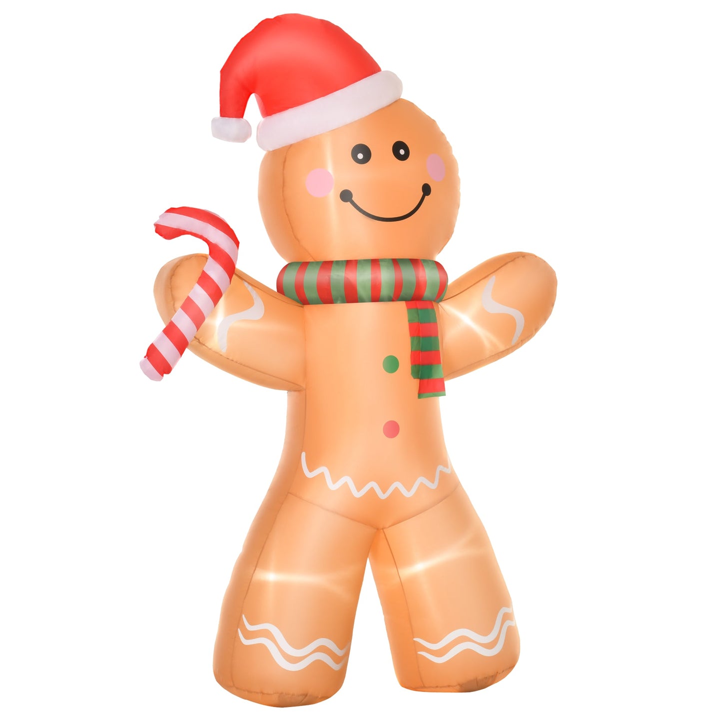 Homcom 2.4m Christmas Inflatable Gingerbread Man Lighted Home Indoor Outdoor Decoration