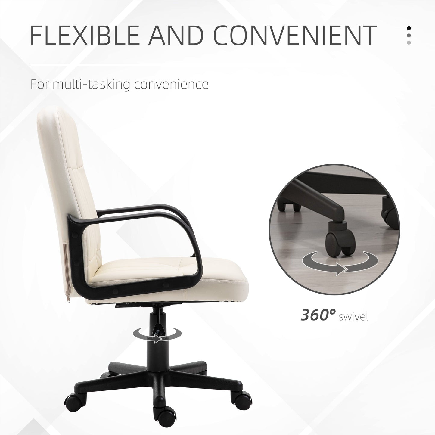 PU Leather Swivel Home Office Chair Cream