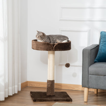 PawHut Small Cat Tree for Indoor Cats with Sisal Scratching Post Kitten Bed Cushion Ball Toy