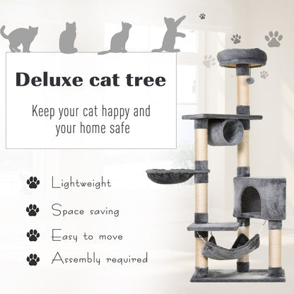 PawHut Cat Tree Tower Height 150CM Kittens Activity Stand House Scratching Posts