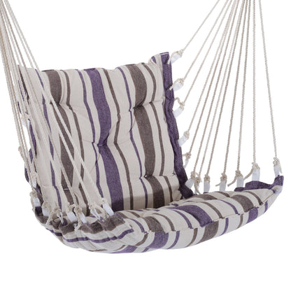 Outdoor Hanging Rope Chair with Soft Padded Seat & Backrest