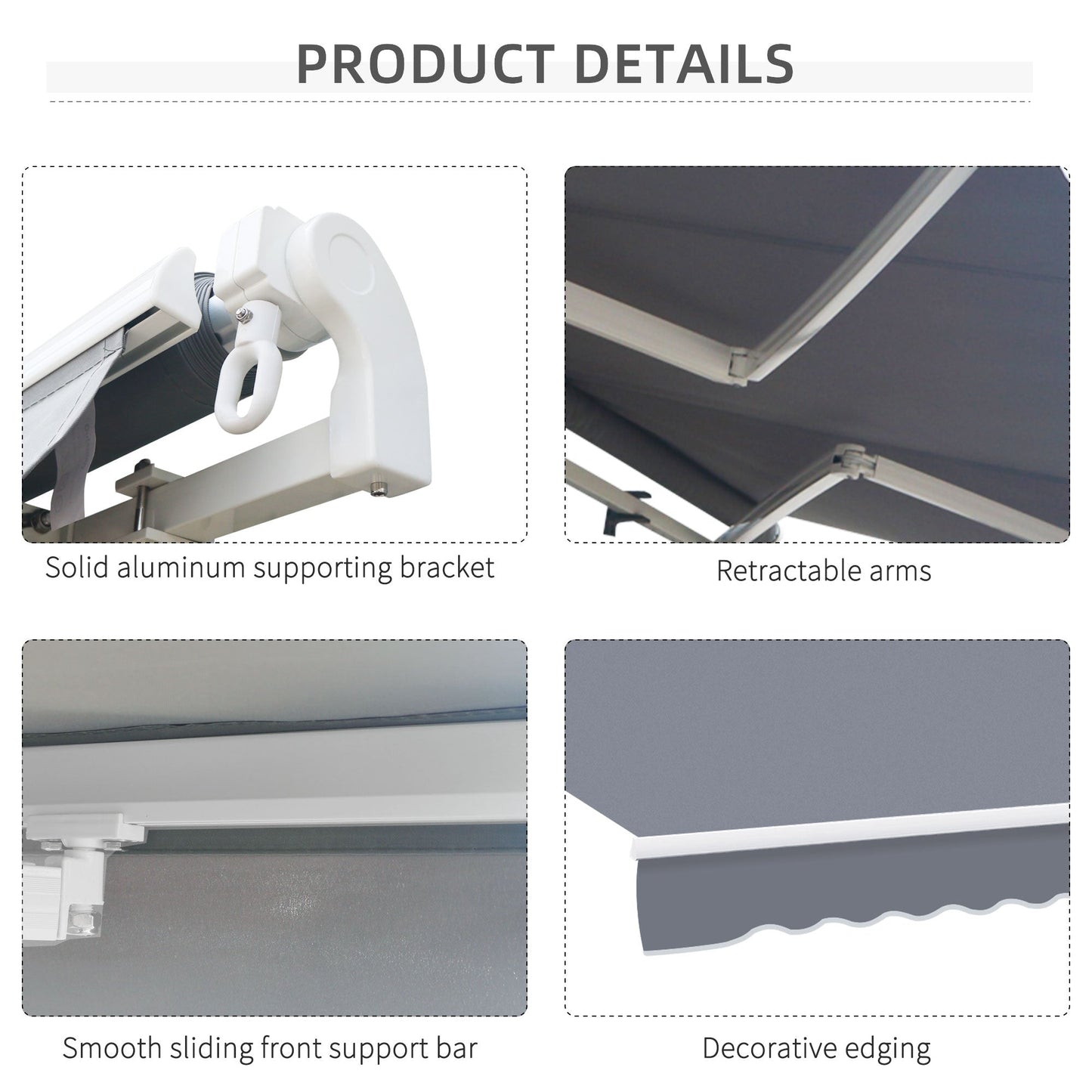 Outsunny Manual Retractable Awning Size (4M X3M)-Grey