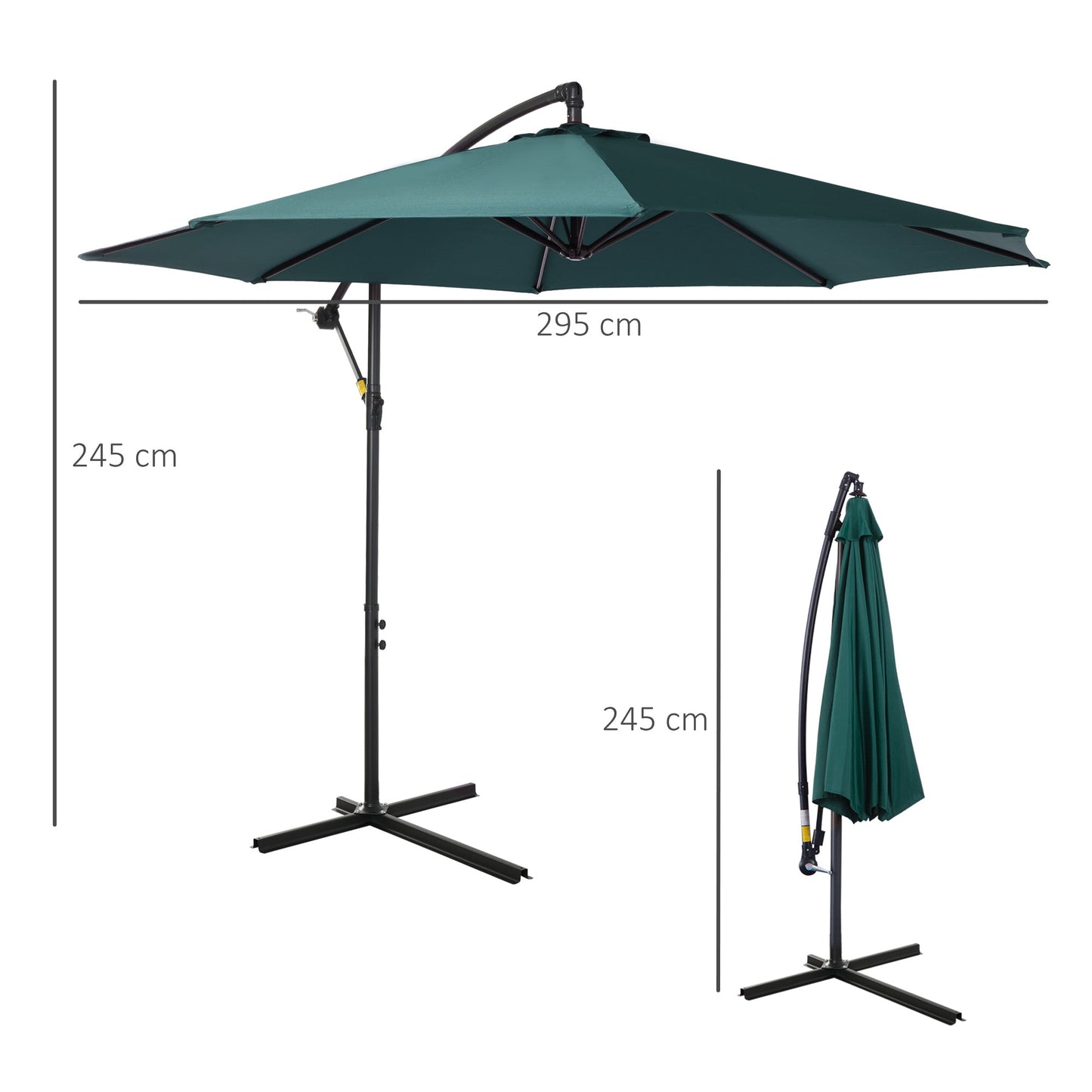 3M Garden Banana Parasol Hanging Cantilever Umbrella with Crank Handle