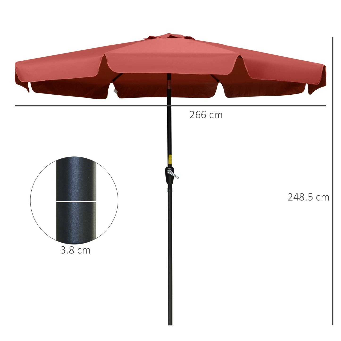 2.66m Patio Umbrella Garden Parasol Outdoor Sun Shade Table Umbrella with Ruffles