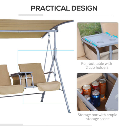 Outsunny 2 Seater Garden Swing Chair Patio Rocking Bench W/ Tilting Canopy