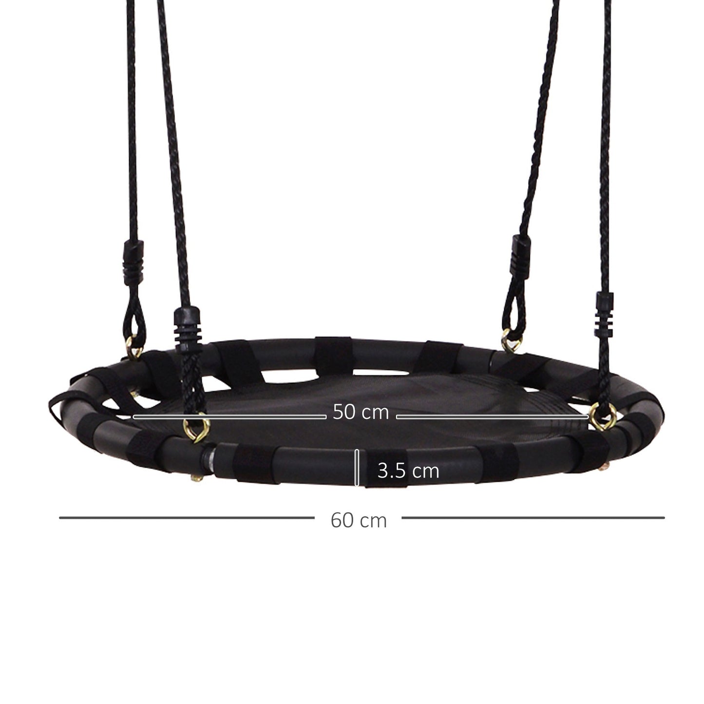 Homcom 23.5 Inch/ 60 cm Kids Nest Swing Seat Round Hanging Tree Metal Frame Backyard Playground Outdoor Garden Backyard Play Toy Black