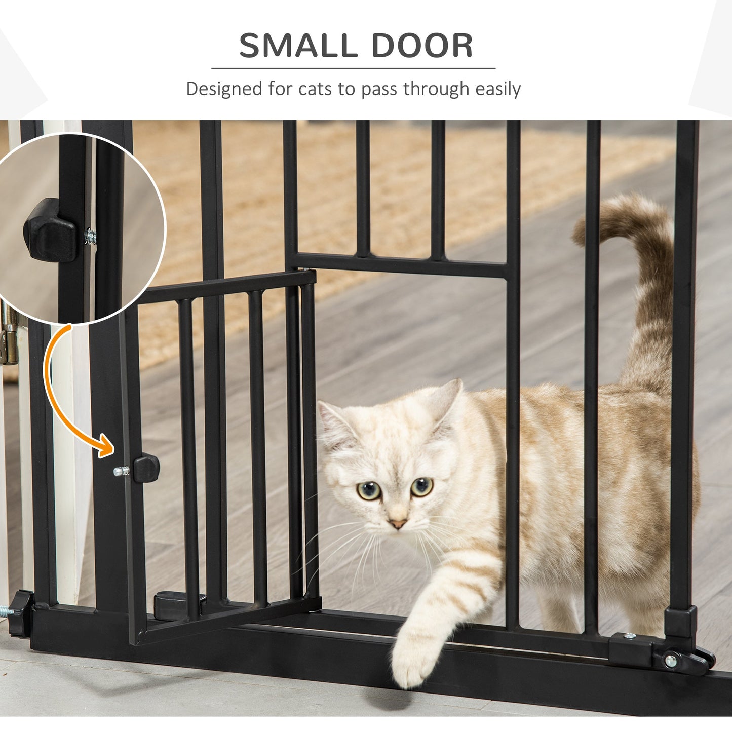 PawHut Extra Tall Dog Gate with Cat Door