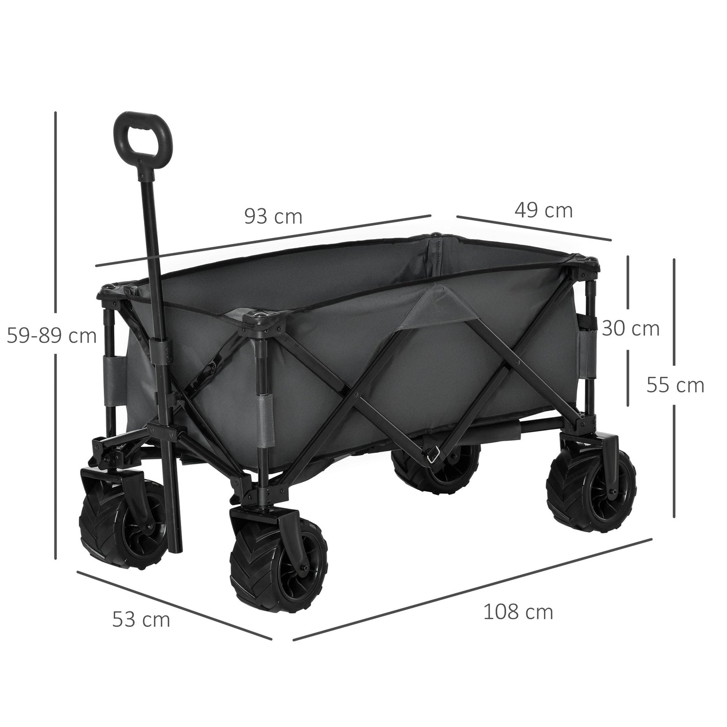 Folding Metal Frame Garden Trolley - Grey