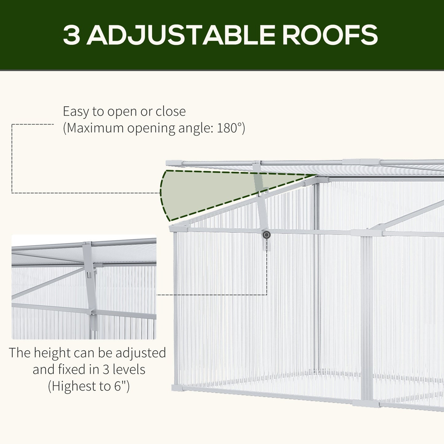 Aluminum Greenhouse Plants Raised Bed Vented Cold Frame Protector 180L x 51W x 51H cm