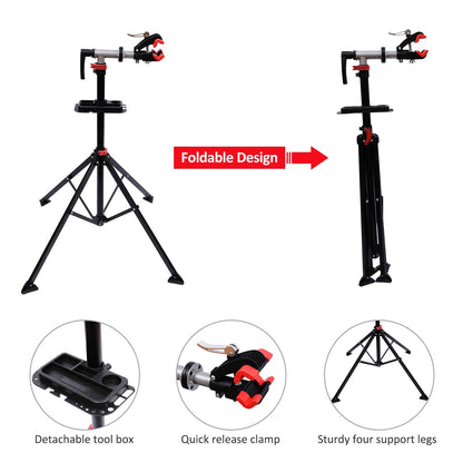 Adjustable Bike Clamp Bicycle Repair Stand-Black