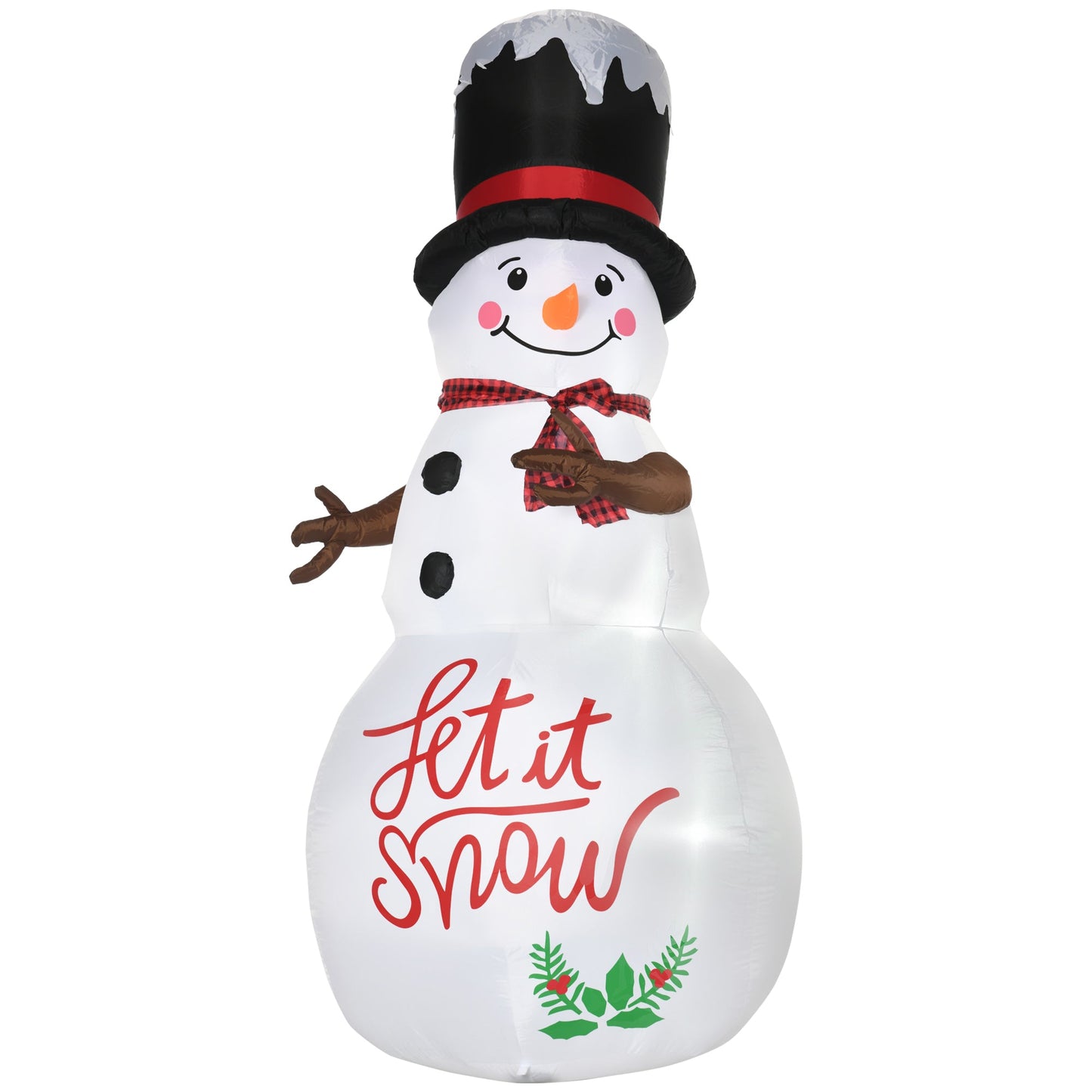 8ft Inflatable Christmas Snowman with Black Hat and Red Scotch Scarf