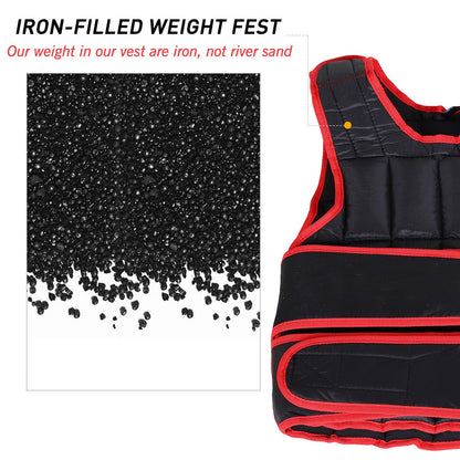 10kg Adjustable Exercise Workout Metal Sand Weight Vest Black/Red