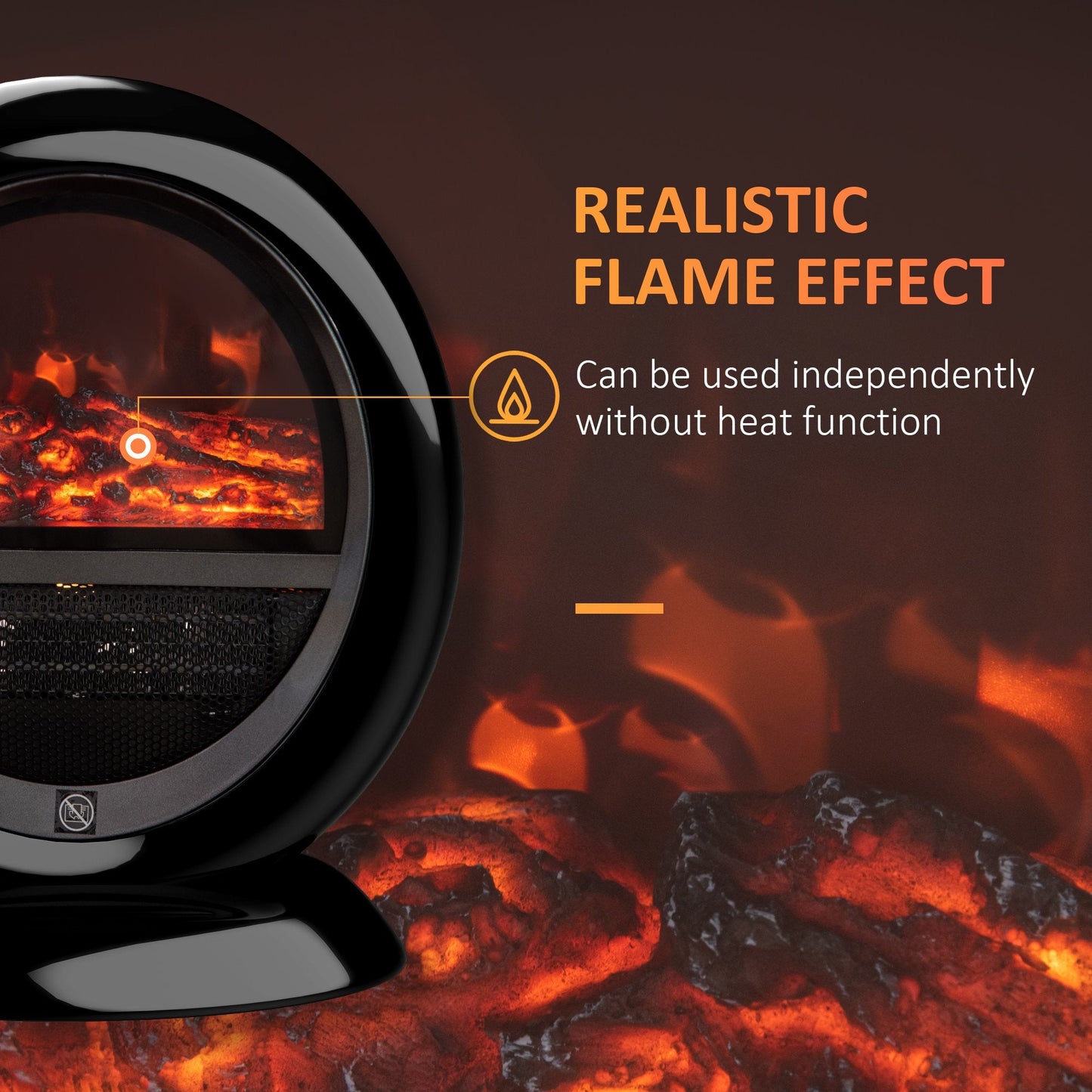 Freestanding Electric Fireplace Heater W/ Flame Effect Rotatable Head Black