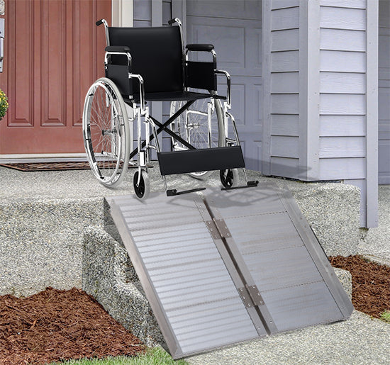 Folding Aluminum Ramp Wheelchairs/Scooters/Pet W/Handle Mobility Ramp W/Handle 24"