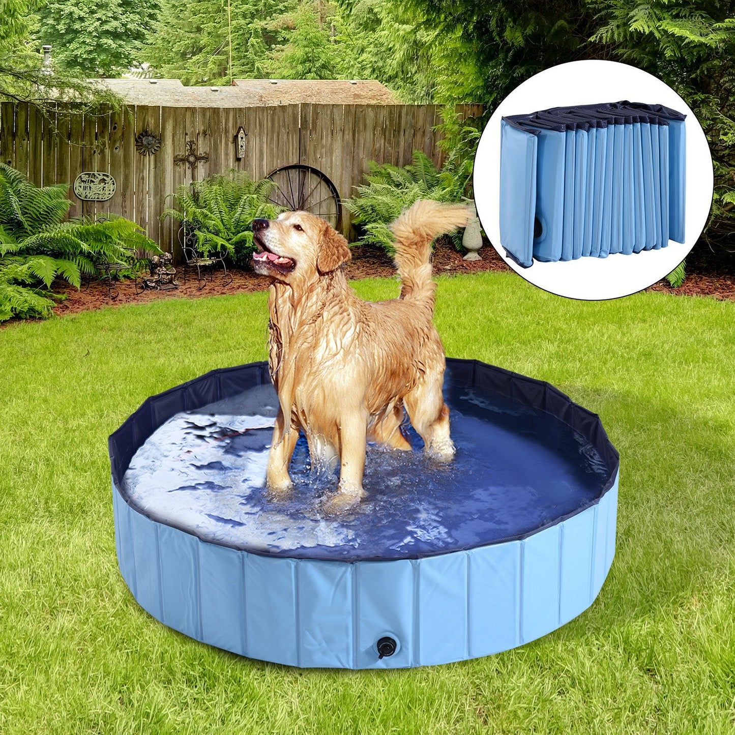 PawHut 140 x 30H cm Pet Swimming Pool-Blue