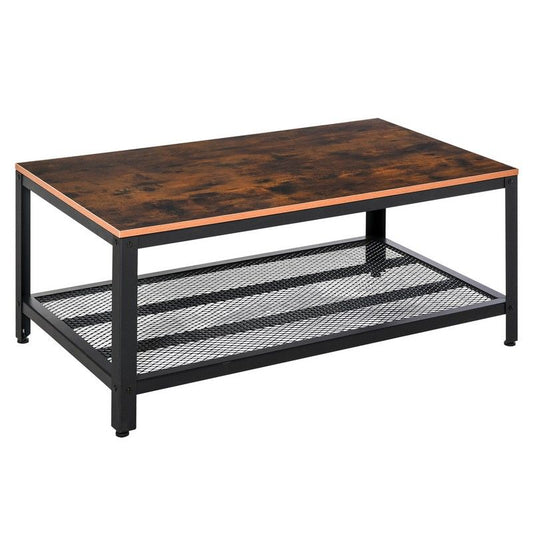 Homcom Coffee Table Retro Industrial Side Table With Metal Frame Modern Snack Tea Table Living Room Rustic Brown