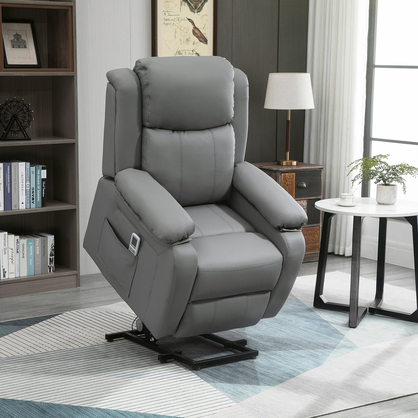 Homcom Electric Power Lift Recliner Chair Vibration Massage Reclining Chair with Remote Control and Side Pocket