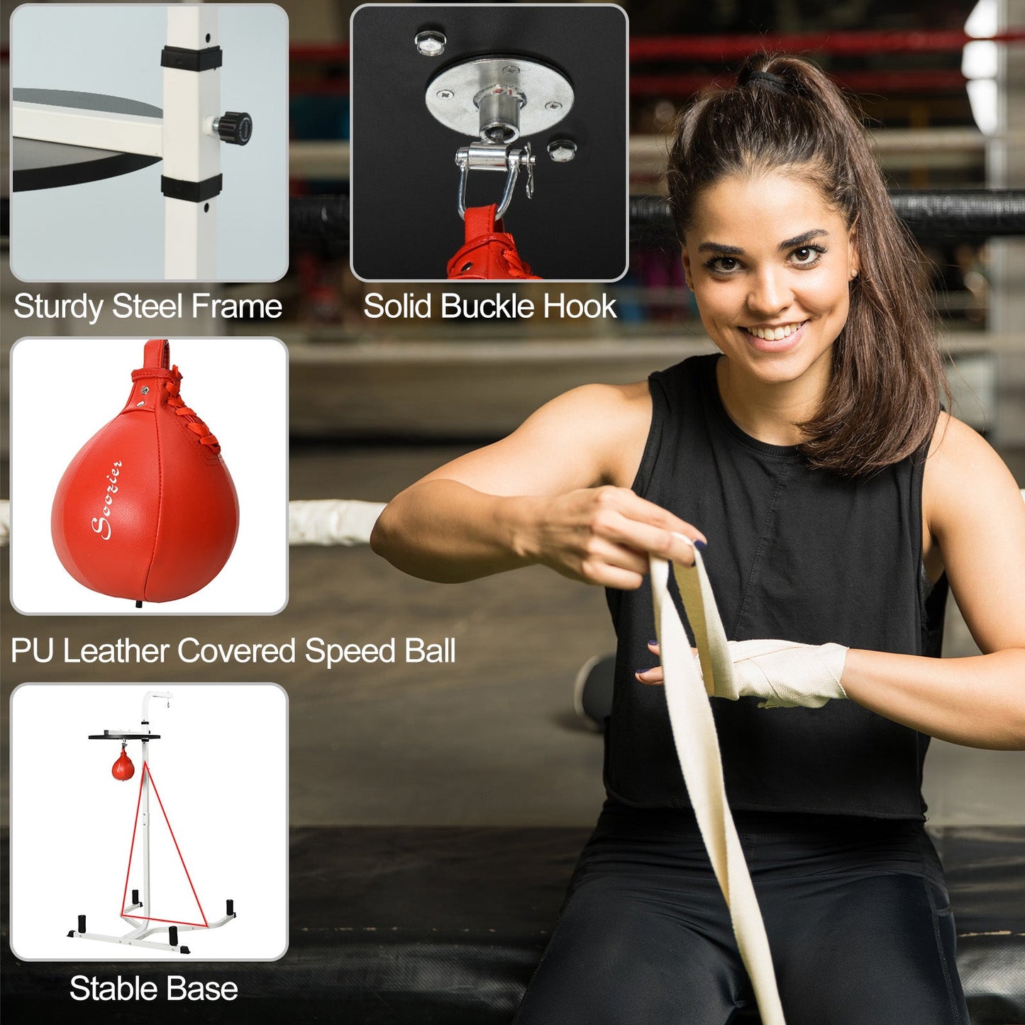 Free-Standing Speed Bag Boxing Platform Punch Bag Fitness Station Stand