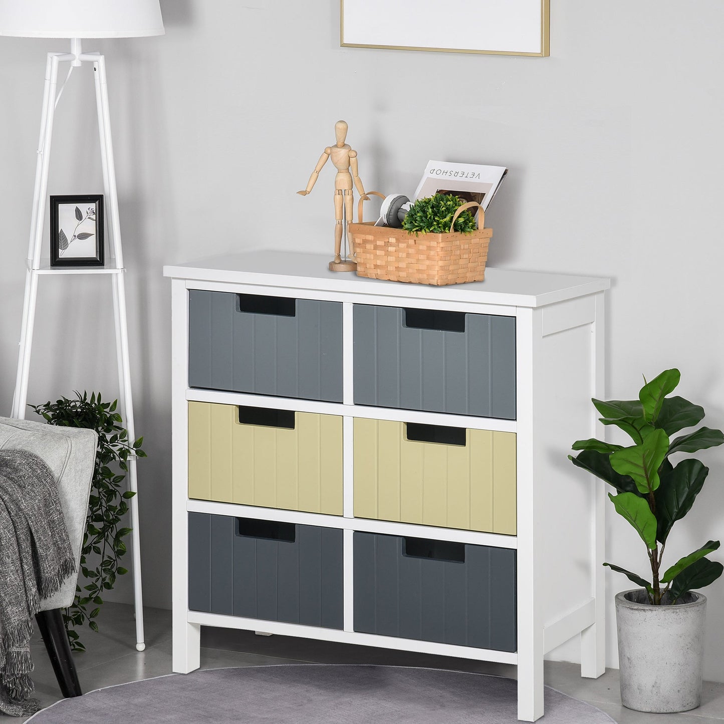 Chest of Drawers Storage Side Cabinet w/ 6 Detachable Drawers Home Furniture