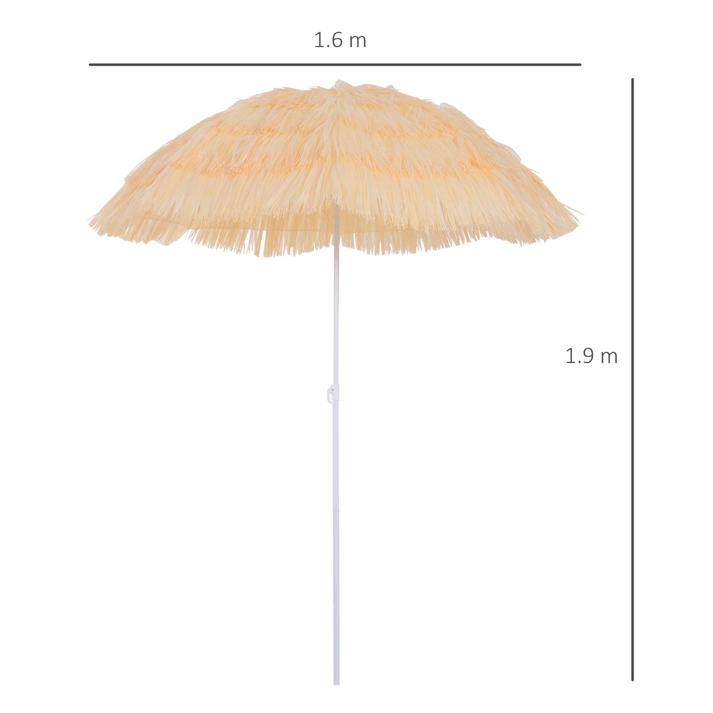 Patio Garden Hawaii Beach Sun Umbrella Sunshade Hawaiian Folding Tilting Crank Parasol Wheat