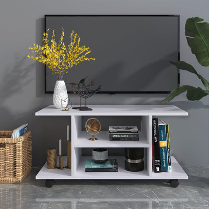 Homcom Modern TV Cabinet Stand Storage Shelves Table Mobile Bedroom Furniture Bookshelf Bookcase White New