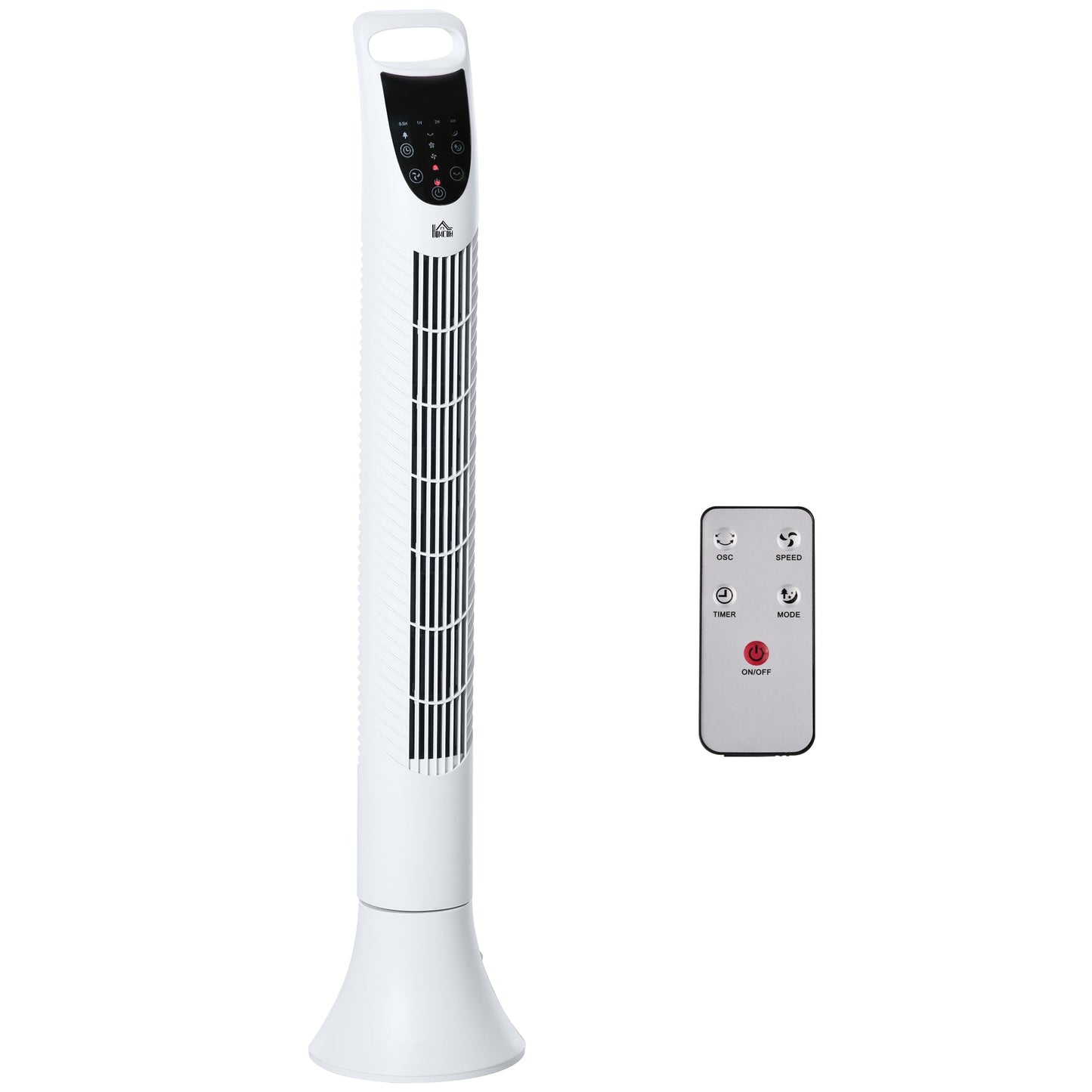 Oscillating Three Speed Tower Fan With Timer & Remote Control White