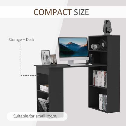 120cm Modern Computer Desk Bookshelf Study Table Workstation PC Laptop Writing Home Office 6 Shelves Black