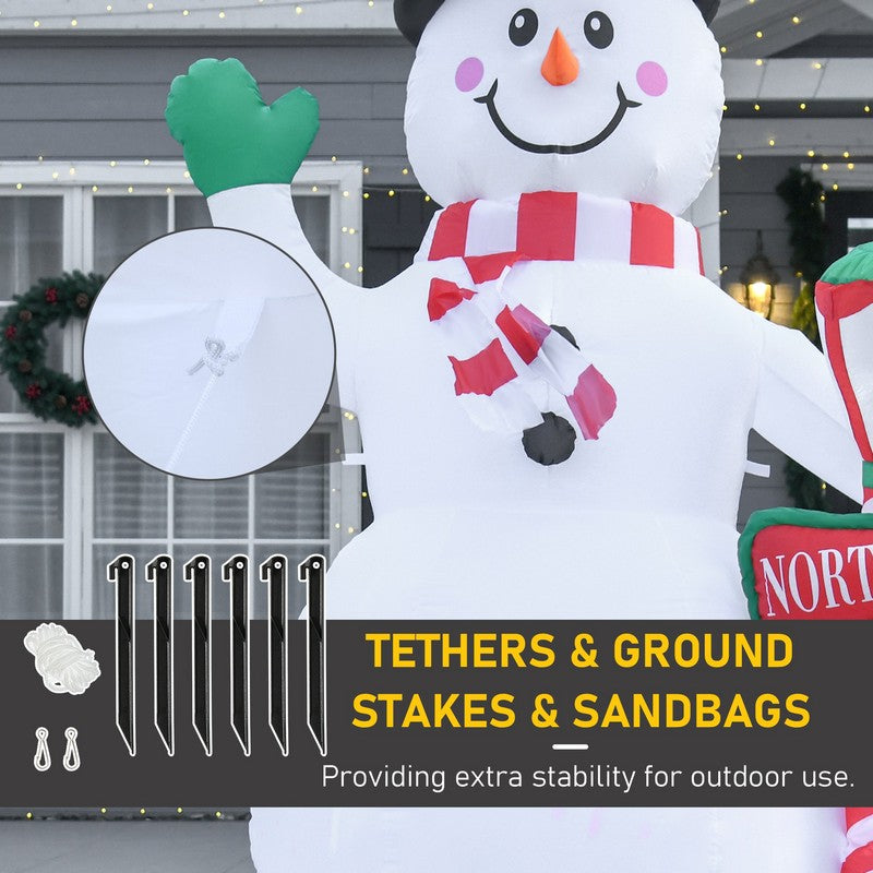 Homcom Christmas Inflatable Snowman with Street Lamp Lighted for Home Indoor Outdoor