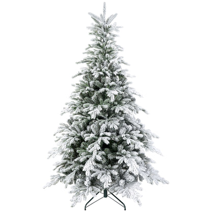 5ft Christmas Tree Artificial - White Frosted Green with LED Lights Warm White 931 Tips