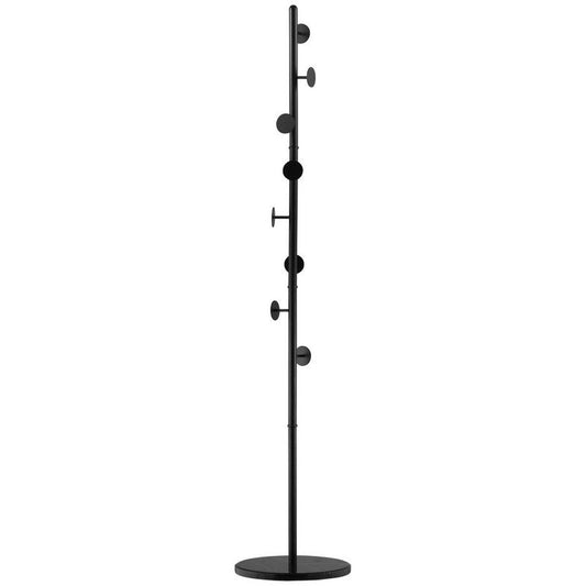 Homcom Slimline Metal Coat Stand With Round Hooks - Black