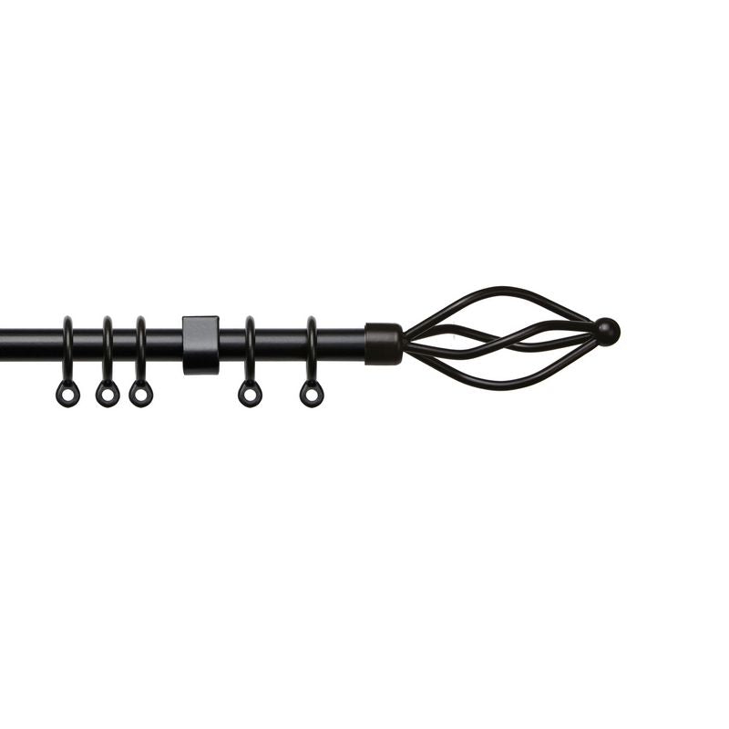 County Crown 170-300cm Curtain Pole Set Black - 16-19mm