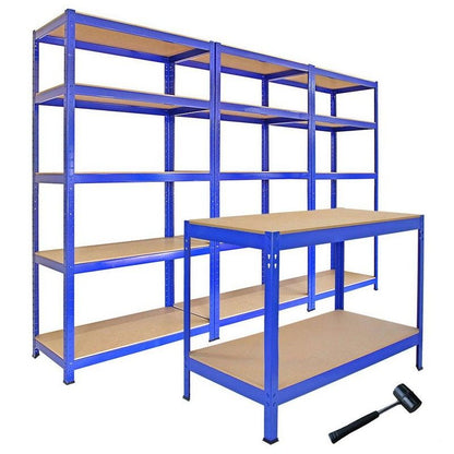 Steel Shelving & 120cm Workbenchs 180cm - Blue Set Of Three T-Rax 90cm by Raven