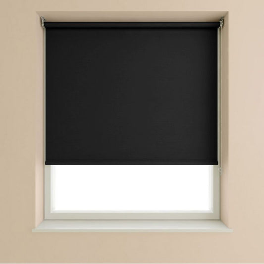 Blackout Roller Blind Black - 90cm Width