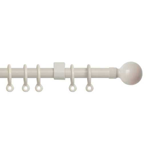 Simply 150-280cm Extendable Curtain Pole Set Ball Finial Cream - 13-16mm