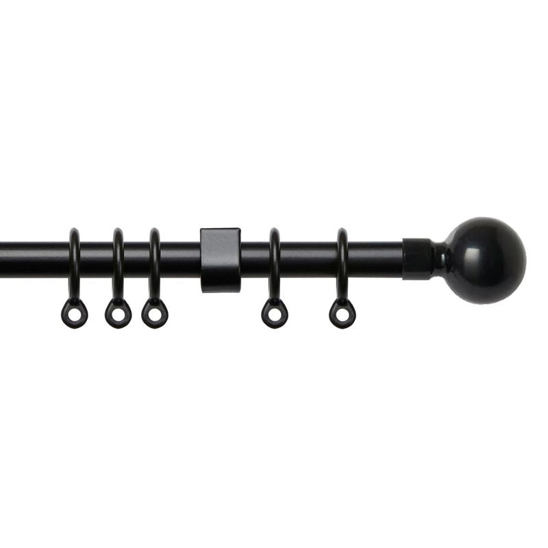 Simply 150-280cm Extendable Curtain Pole Set Ball Finial Black - 13-16mm