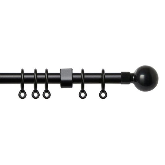 Simply 150-280cm Extendable Curtain Pole Set Ball Finial Black - 13-16mm