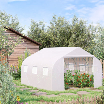 Walk-In Polytunnel Greenhouse Warm House Garden Tunnel Shelter Plant Shed with Door and Windows