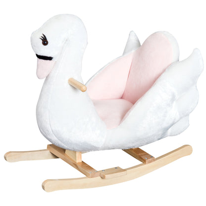 Swan Ride On Rocking Horse With Safety Seat 18+ Months White & Pink by Aosom