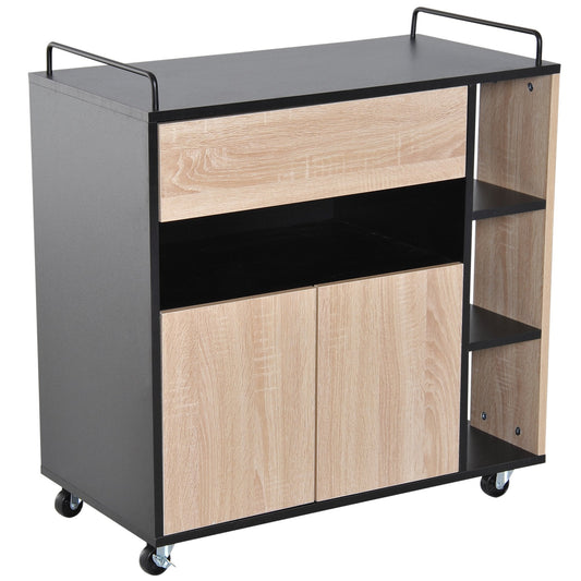 Rolling Kitchen Storage Trolley Cart Cupboard Island Cabinet Shelves 2 Handle With Locking Wheels