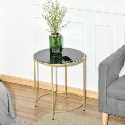 Round Side Table Morden Coffee Tables with Gold Metal Base