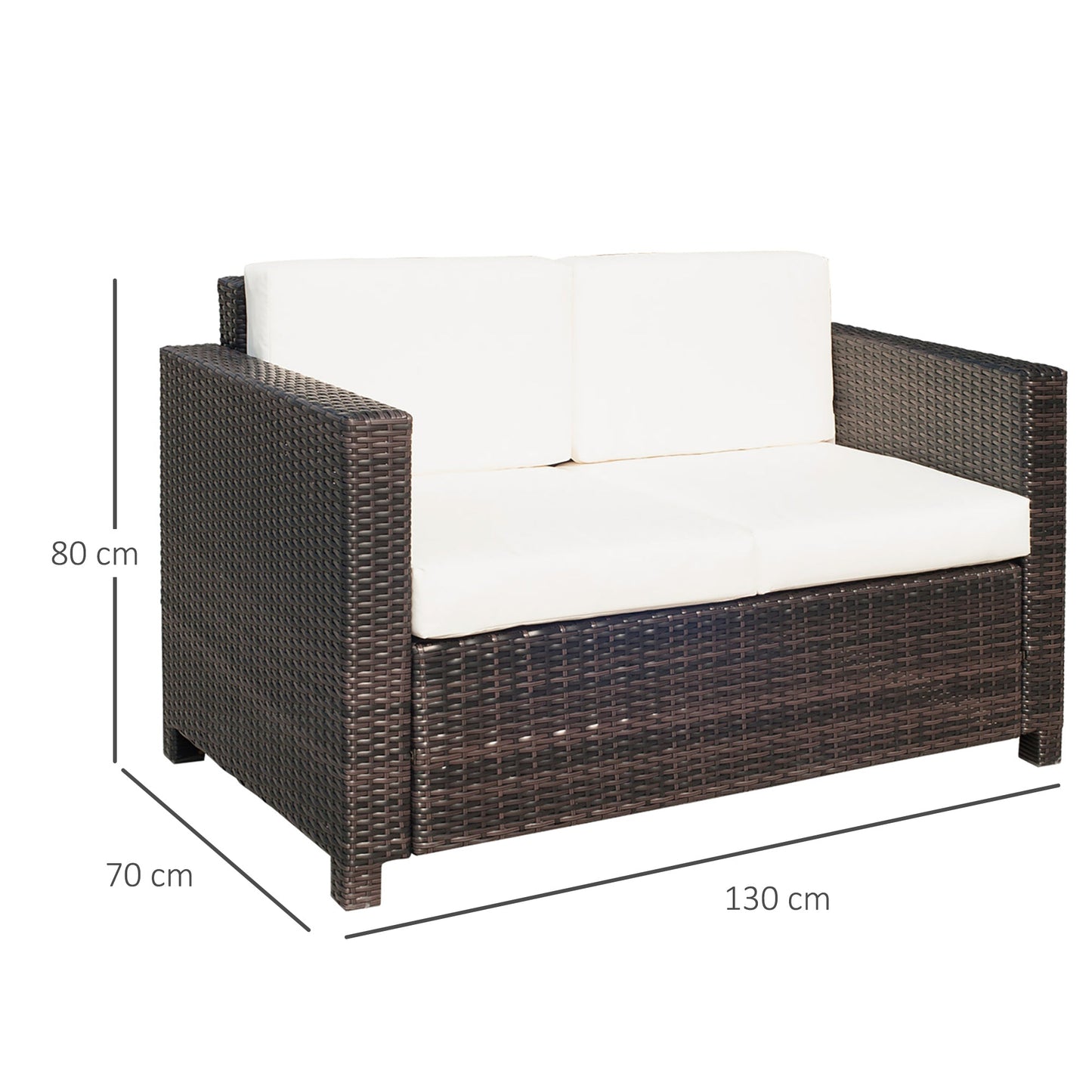 Two-Seater Rattan Sofa - Brown