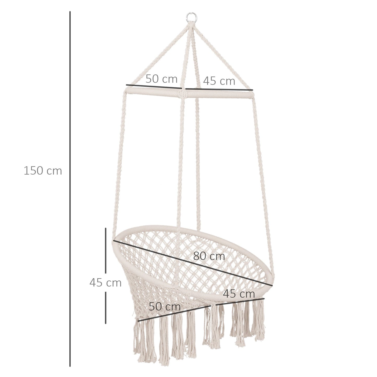 Hammock Macrame Hanging Rope Chair Hanging Seat Rope Tassels Solid Knitted Woven Net Seat Portable Garden Chair for Patio