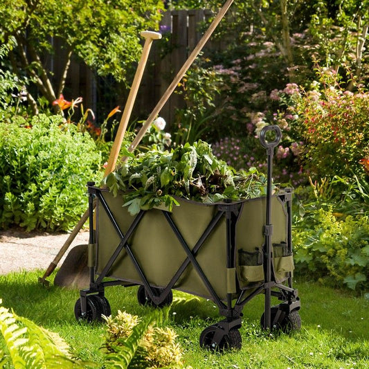 Outsunny Folding Garden Trolley on Wheels