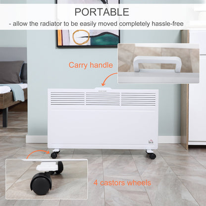 Convector Radiator Heater Freestanding or Wall-mounted Portable Electric Heating with 2 Heat Settings