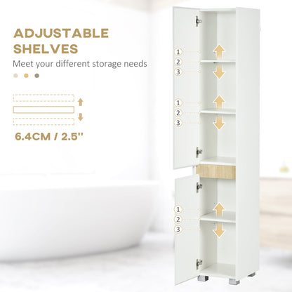 kleankin Tall Bathroom Cabinet with Adjustable Shelves