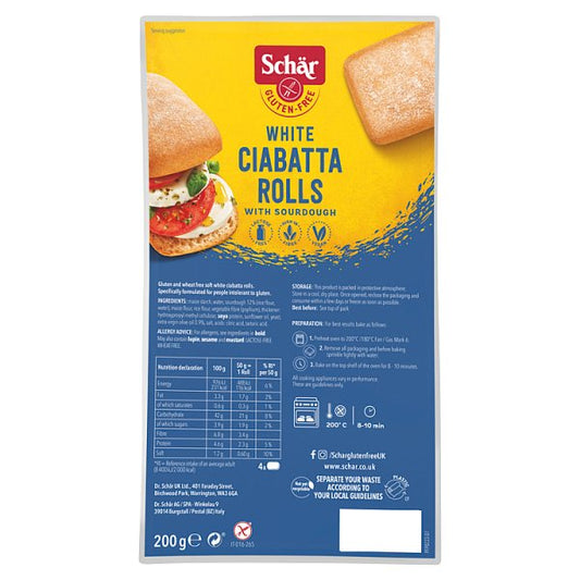 Schar White Ciabatta Rolls Gluten Free