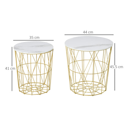 Set of 2 Nesting Side Tables with Storage